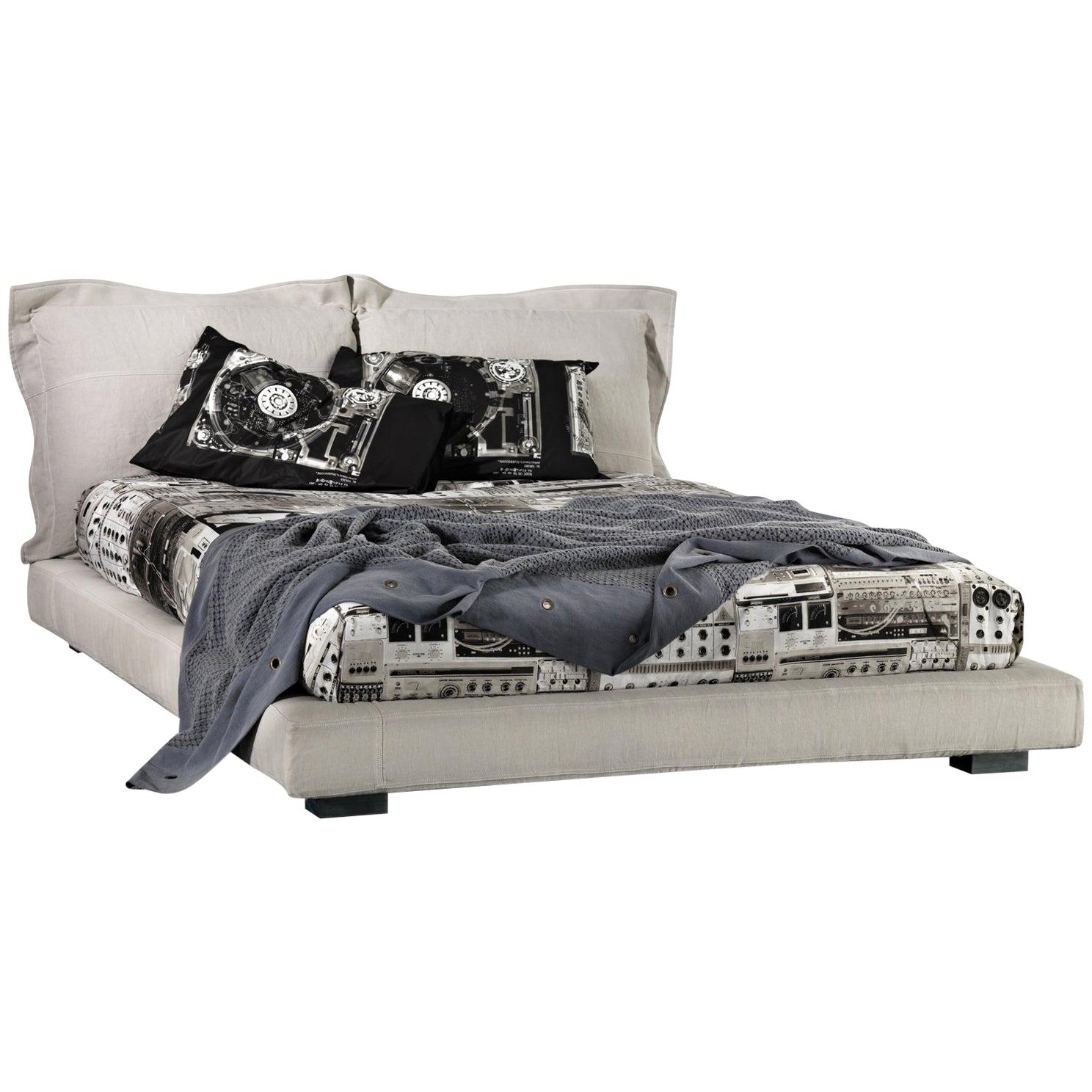 "Nebula Five 170" Cotton Linen Leather or Velvet Double Bed by Moroso for Diesel For Sale