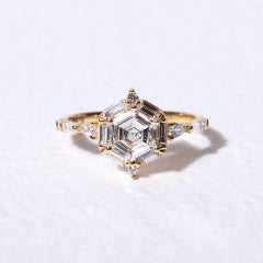Nebula Hexagon Engagement Ring in 14K Gold & Diamonds by Anastassia Sel Jewelry