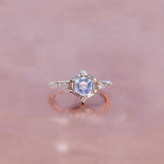 Nebula Hexagon Moonstone Engagement Ring in 14K Gold by Anastassia Sel Jewelry