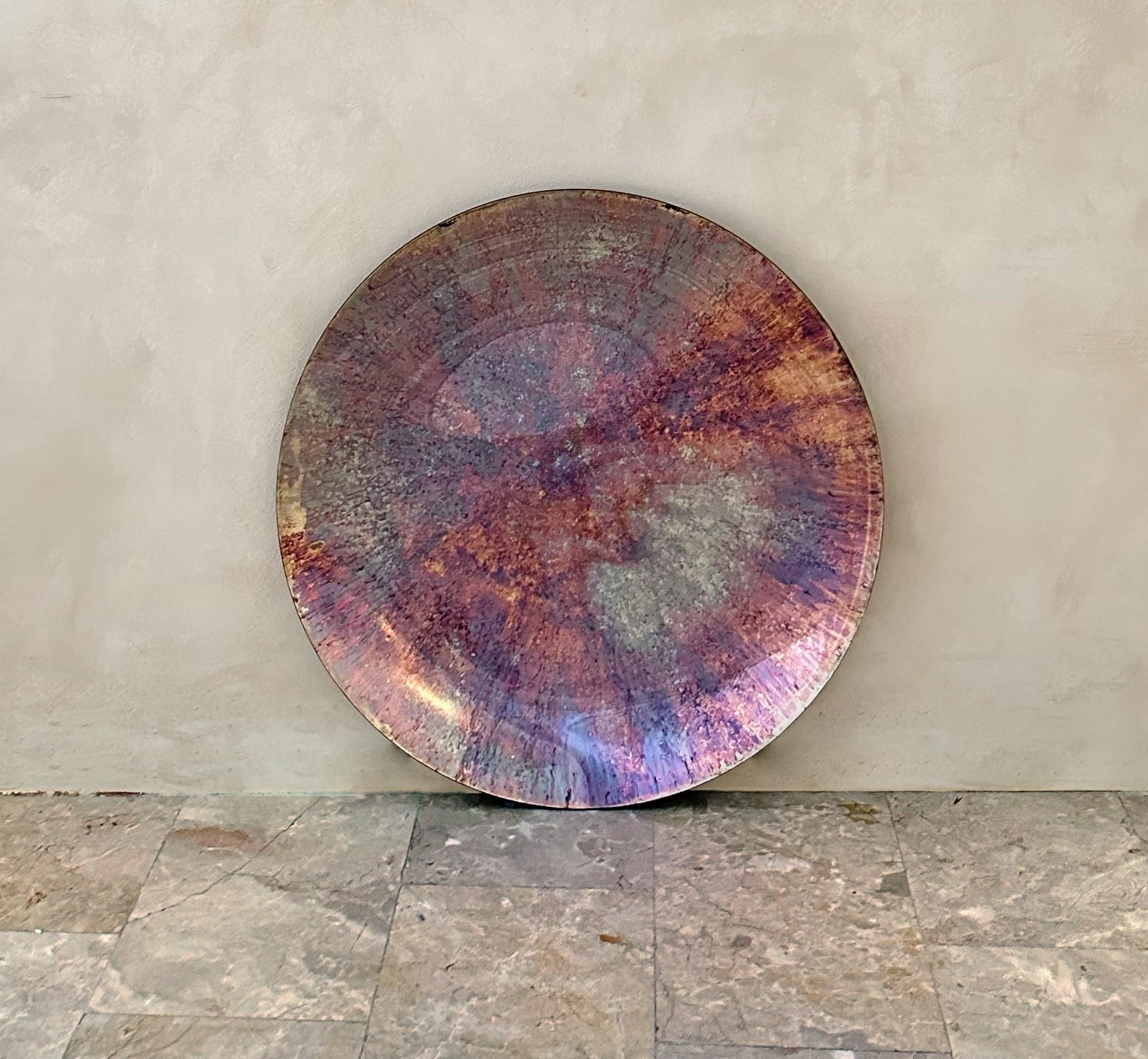 Limited Edition Nebula IIV Concave Multicolor Oxidized Mirror by Homa
Dimensions: D 78 x H 5 cm
Materials: Concave Oxidized Mirror, Hanger: Brass.

HOMA is a contemporary design atelier based in Istanbul. The atelier’s trademark processes are