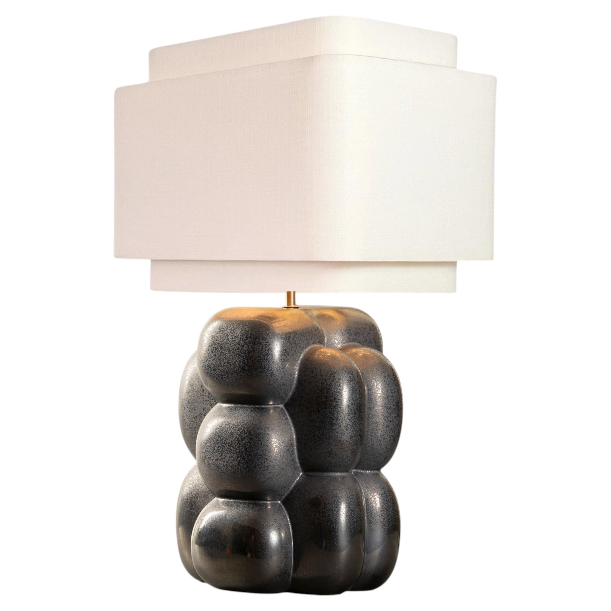 Nebula Lamp - reactive grey - Scuptural handcrafted ceramic lamp