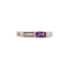 Nebula Ring  10k White Gold Diamond & Amethyst Ring  Dainty Jewelry, Size 7