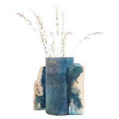 Vase de décoration intérieure en marbre palissandre et cyanotype de nebula Teti