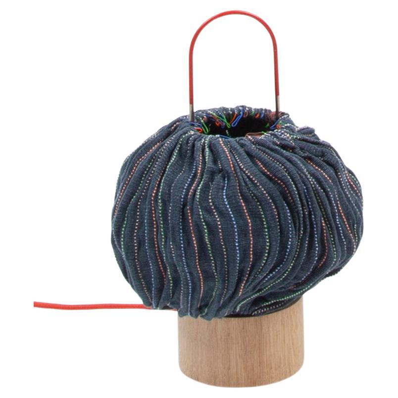 Nebule with wooden base and dark cotton lampshade - small size For Sale