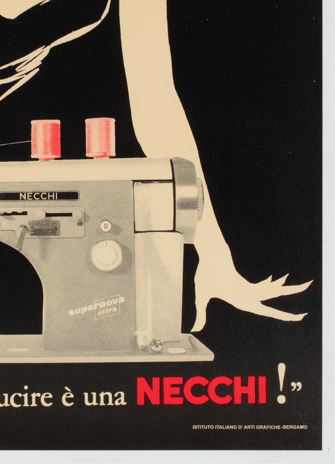 Linen Necchi 1980s Italian Sewing Machine Advertising Poster, Jeanne Grignani