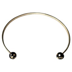 Neck Bangle Choker Necklace Diamond Orbs Black Enamel