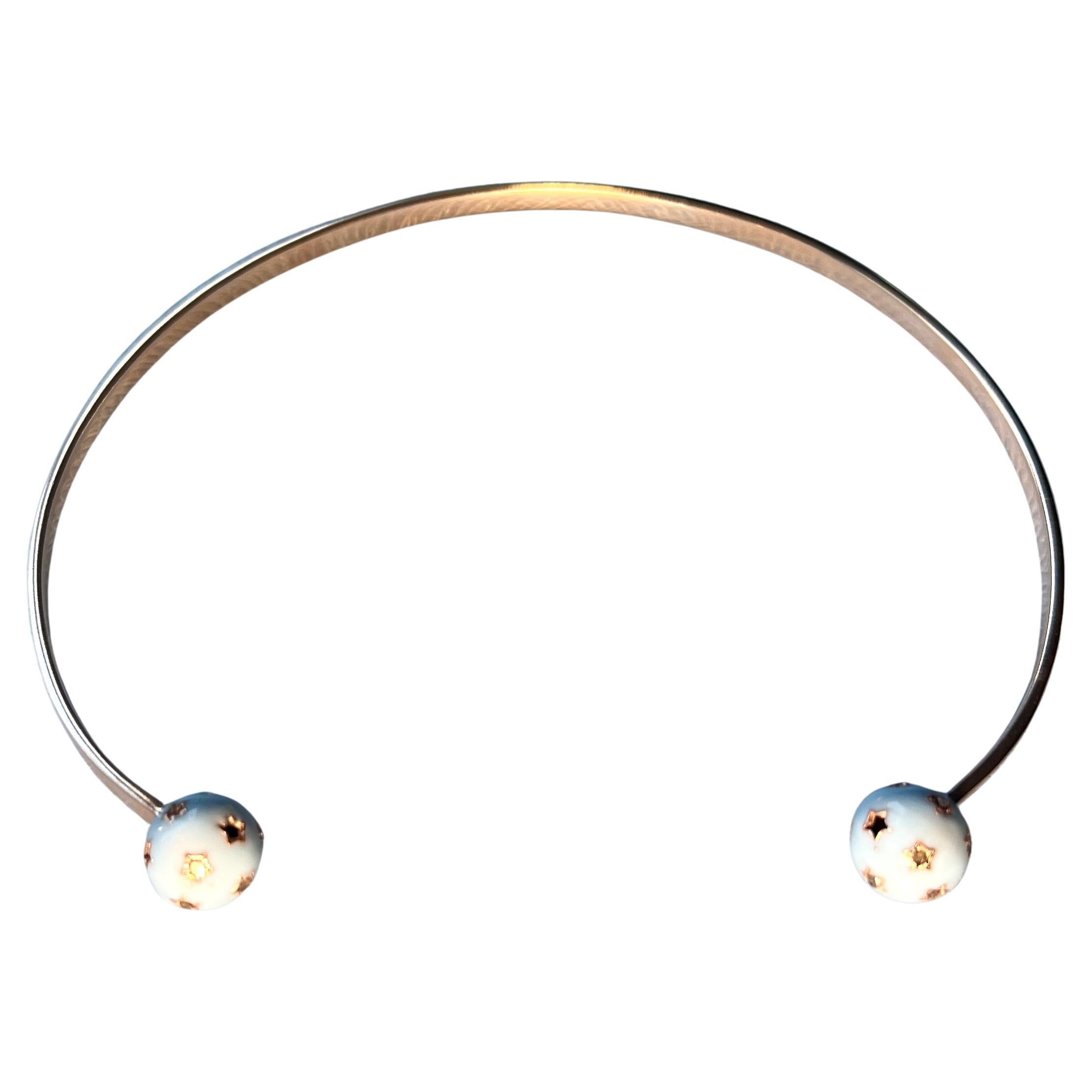 Victorian Neck Bangle Chpker Necklace Light Blue Enamel Diamond For Sale