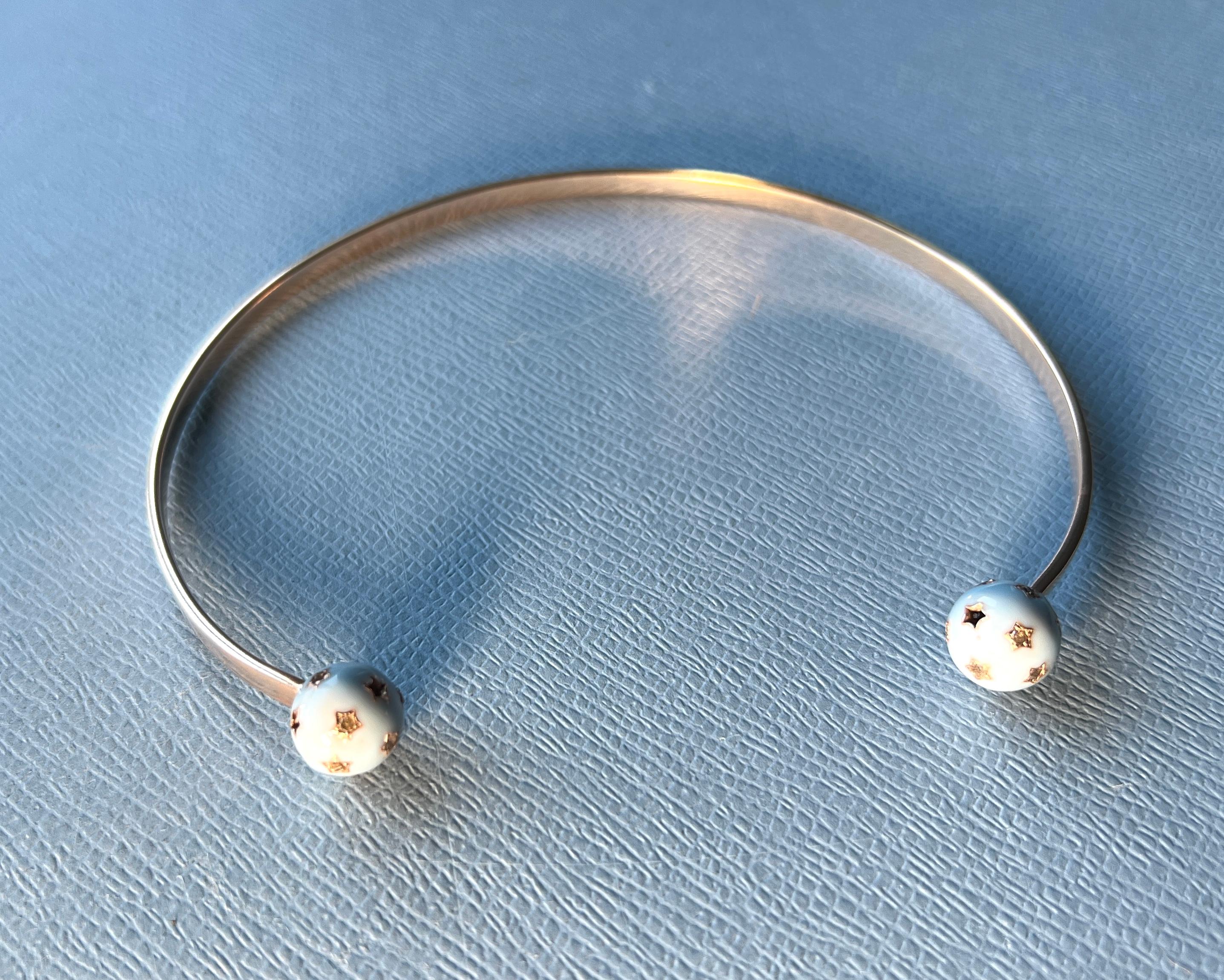 Neck Bangle Chpker Necklace Light Blue Enamel Diamond In New Condition For Sale In Los Angeles, CA