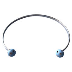 Neck Bangle Chpker Necklace Light Blue Enamel Diamond