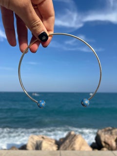 Neck Cuff Choker Blue Enamel Diamond