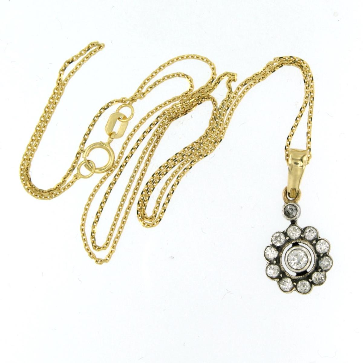 Neckalce and pendant set with diamonds 14k gold For Sale 1