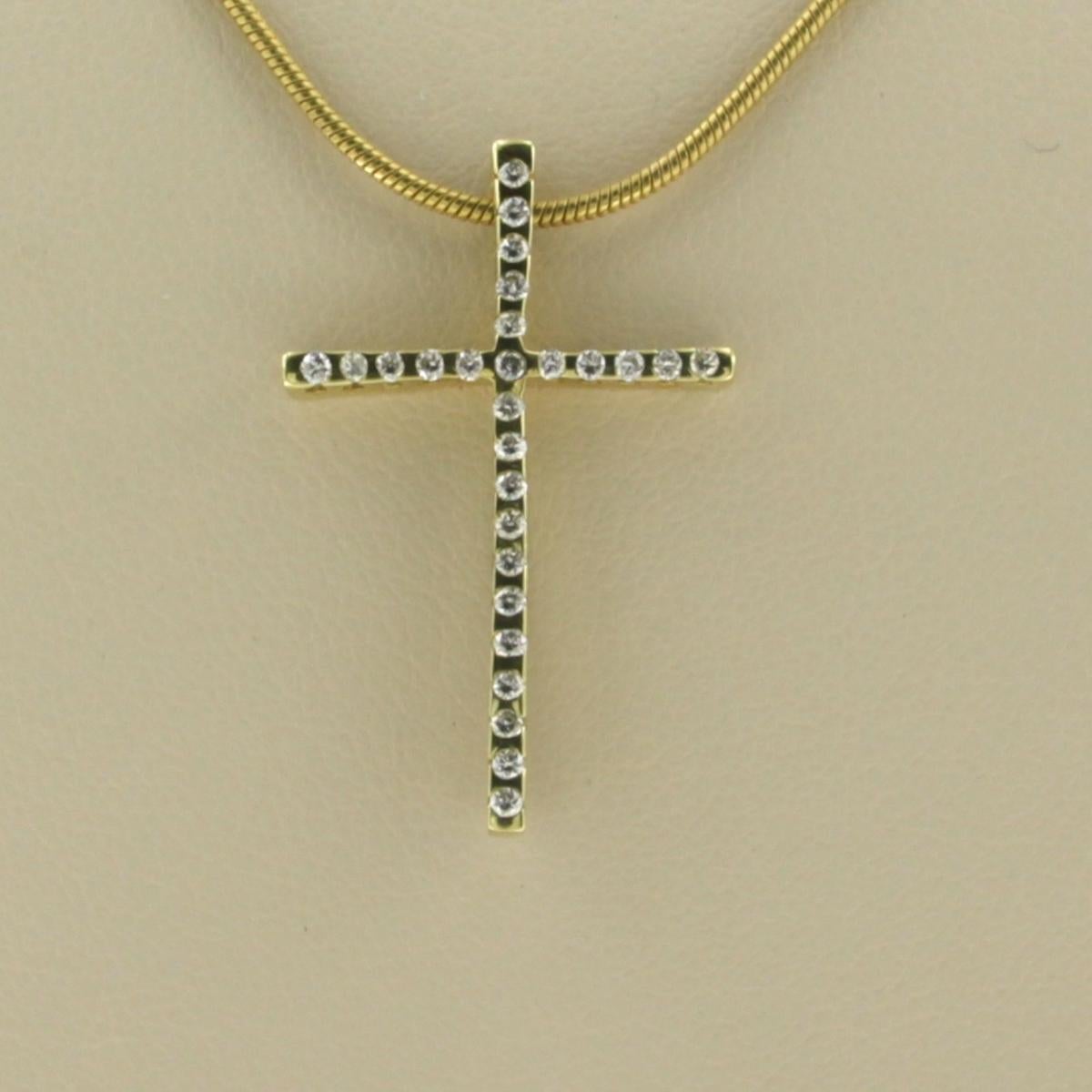 Neckalce and pendant set with diamonds 14k yellow gold  In Good Condition For Sale In The Hague, ZH