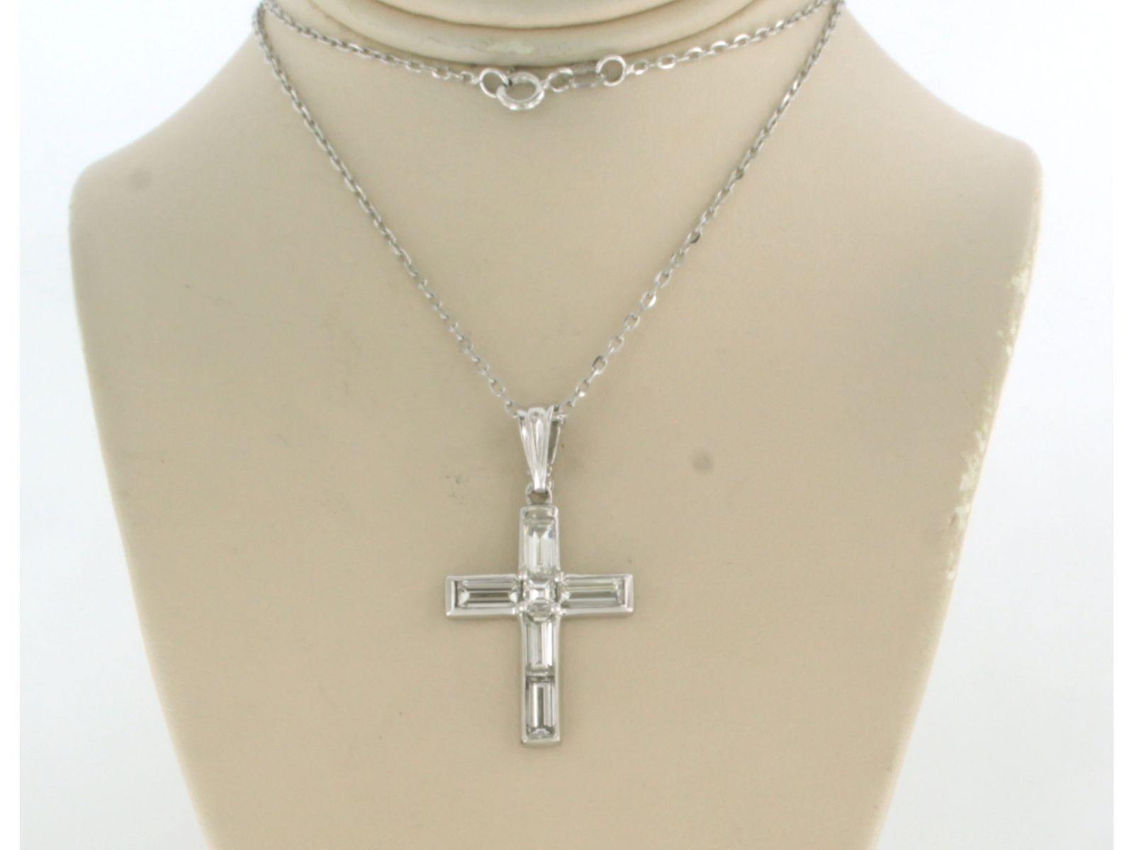 Collana e pendente con diamanti baguette e princess fino a 1,73 carati in oro 14k in vendita 1