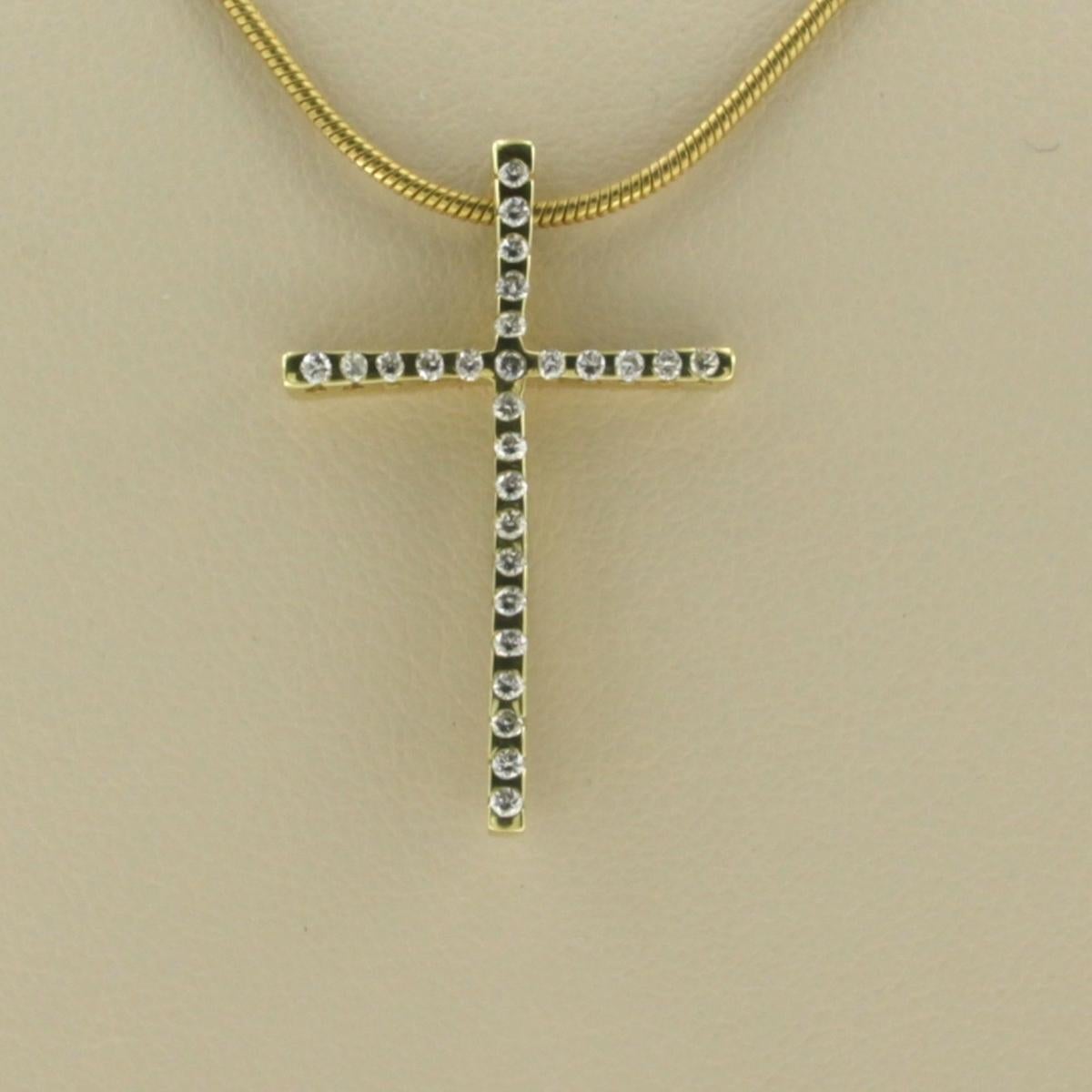 Collier et pendentif avec diamants taille brillant jusqu'à 0,27ct or jaune 14k Excellent état - En vente à The Hague, ZH