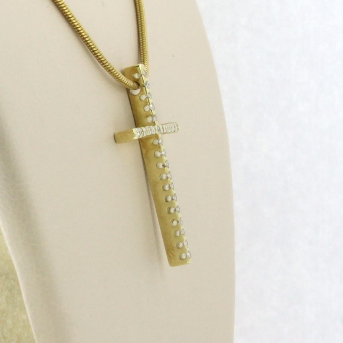 Collier et pendentif avec diamants taille brillant jusqu'à 0,27ct or jaune 14k Pour femmes en vente