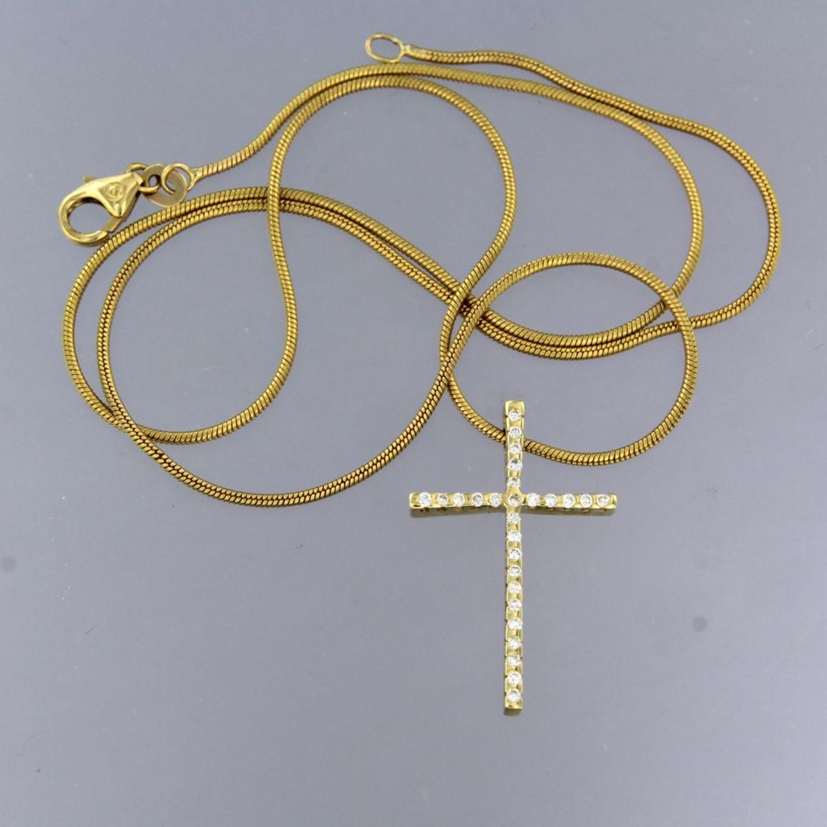 Collier et pendentif avec diamants taille brillant jusqu'à 0,27ct or jaune 14k en vente 1