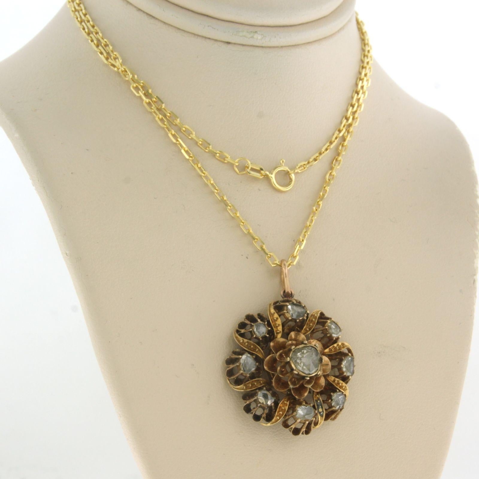 da uomo o donna Collana e pendente con diamanti taglio rosa fino a 0,40ct in oro 14k 10,0 grammi in vendita