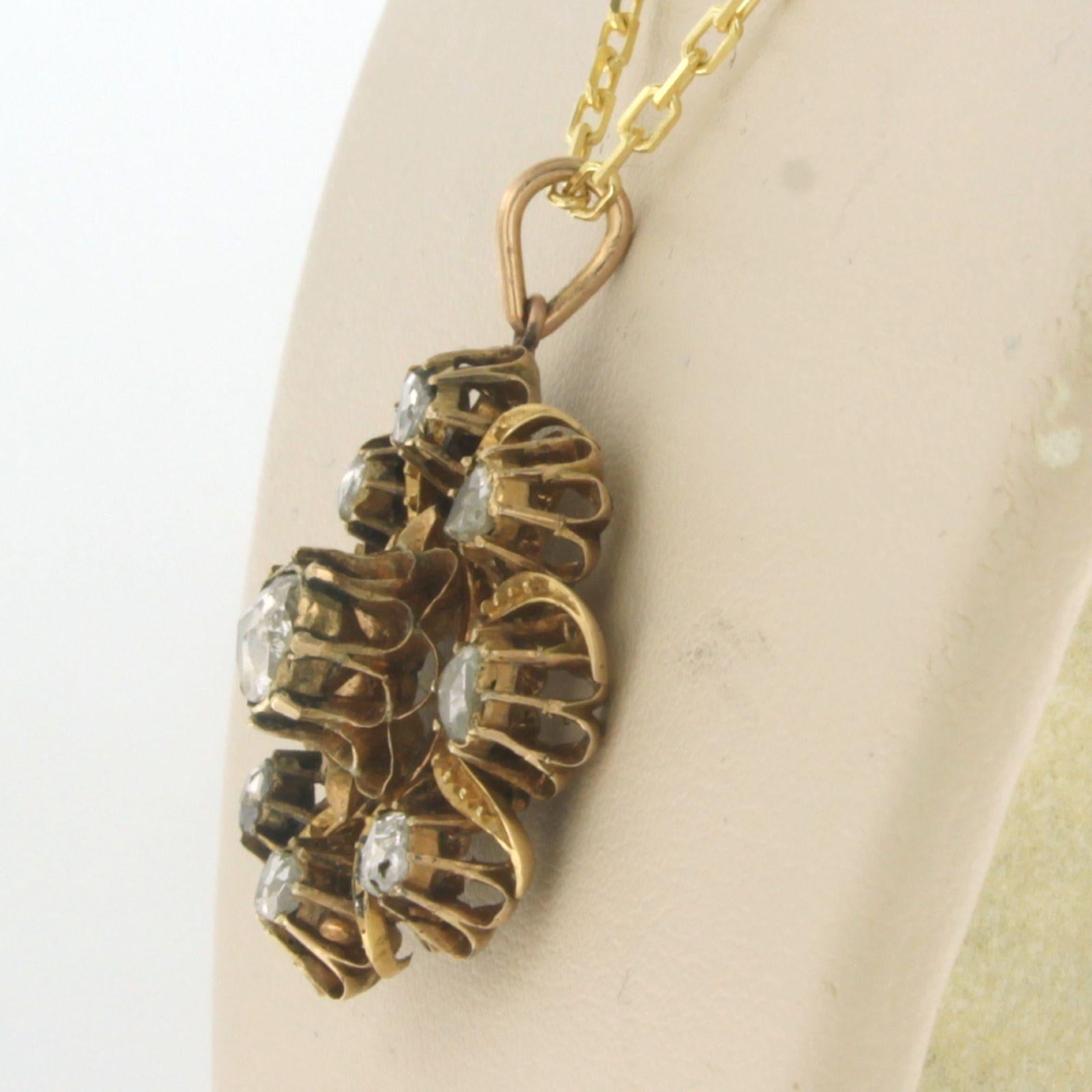 Collier et pendentif en or jaune 14 carats avec diamants taille rose jusqu'à 0,40 carat Excellent état - En vente à The Hague, ZH