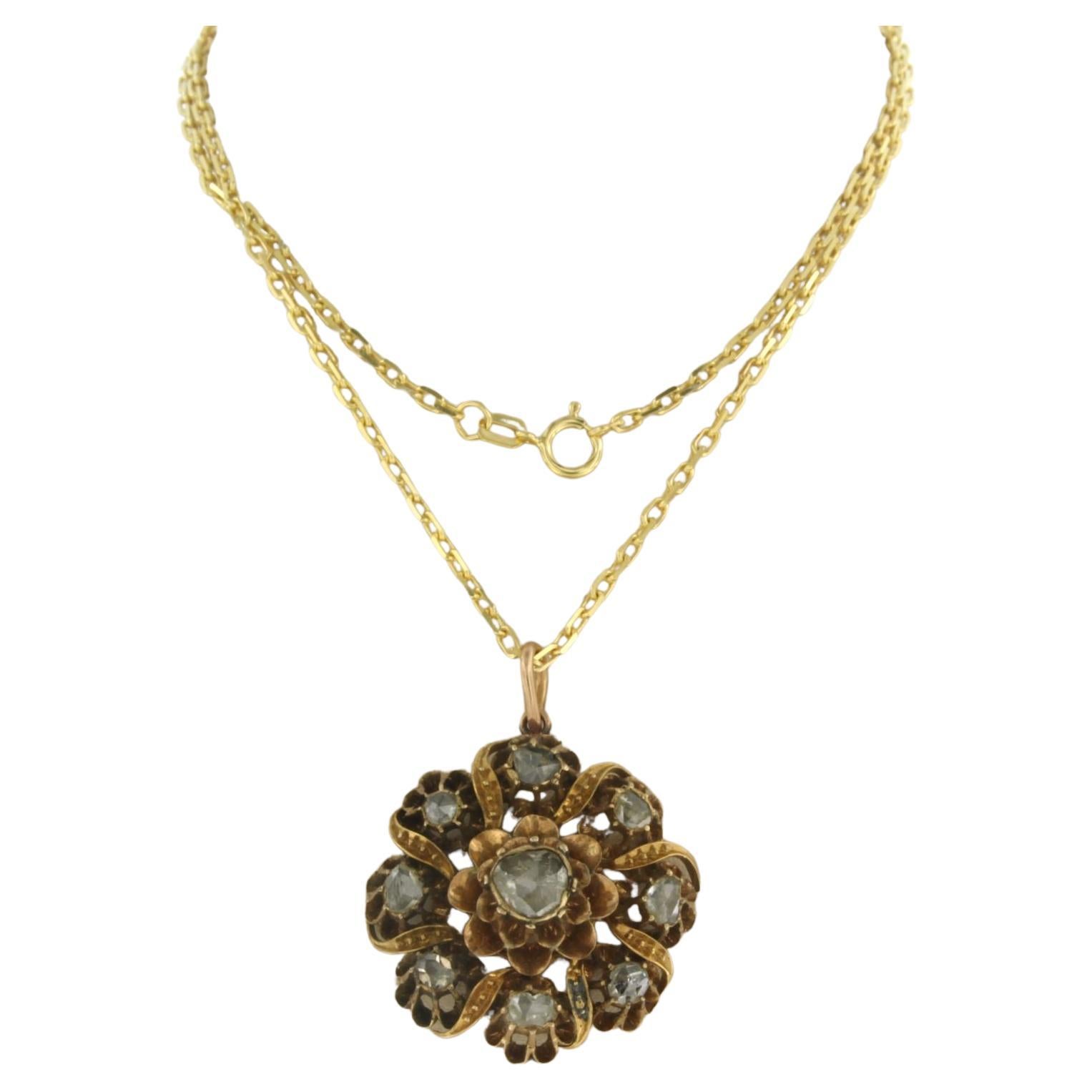 Neckalce and pendant with rose cut diamonds up to 0.40ct 14k yellow gold