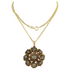 Collana e pendente con diamanti taglio rosa fino a 0,40ct in oro giallo 14k