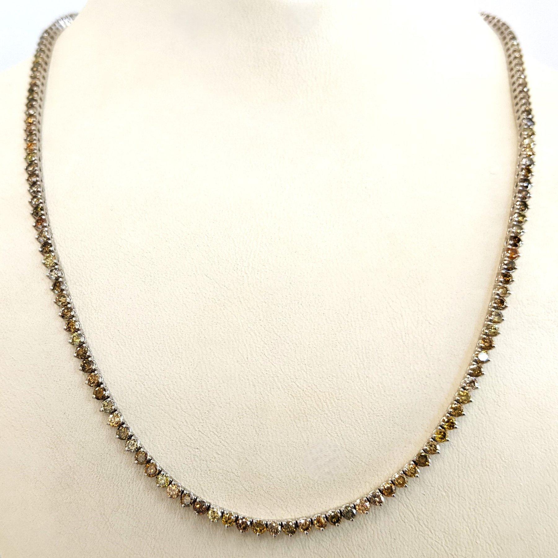 Collar - 14 kt. Oro blanco - 10,51ct. tw. Diamante (color natural) en venta 1