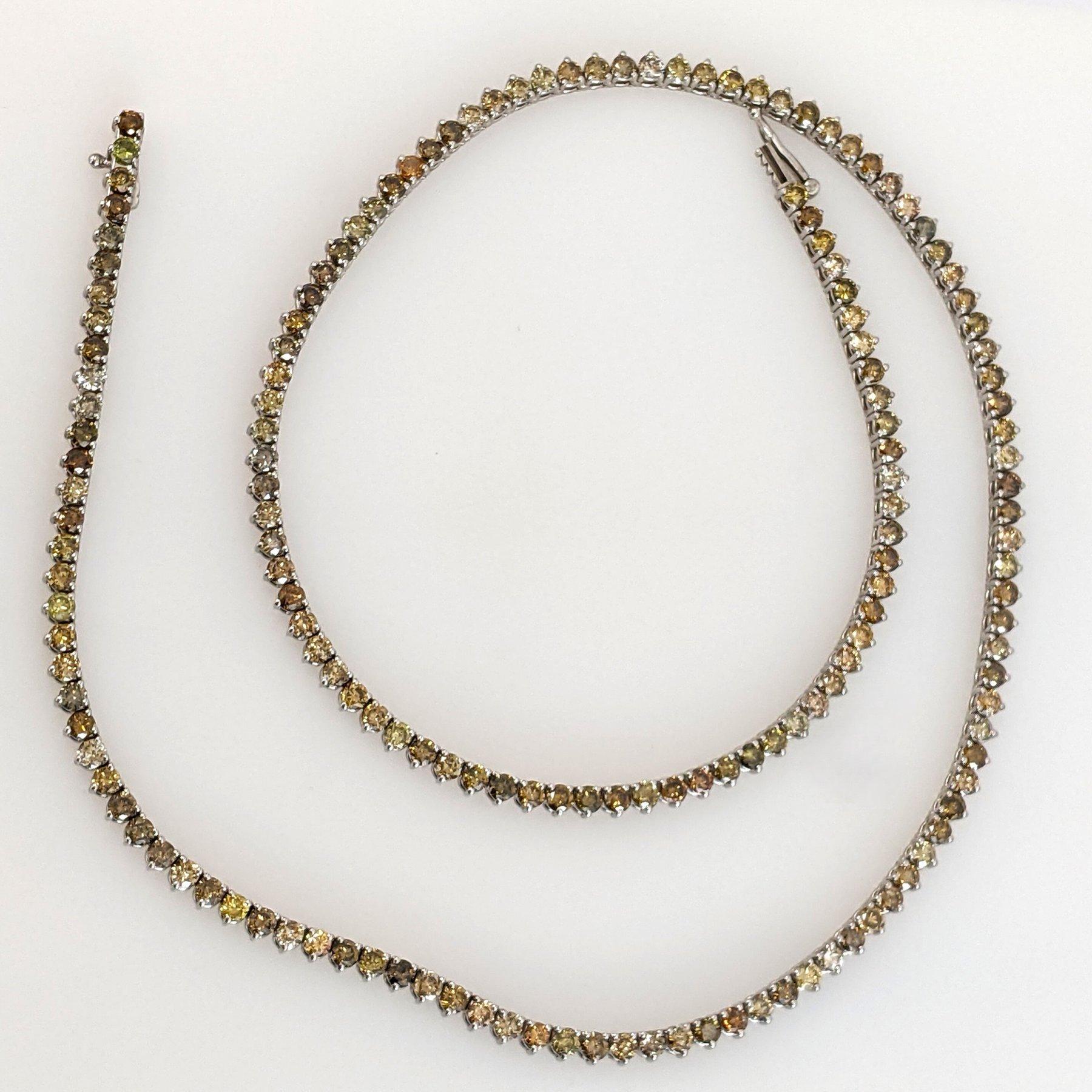 Collar - 14 kt. Oro blanco - 10,51ct. tw. Diamante (color natural) en venta 2