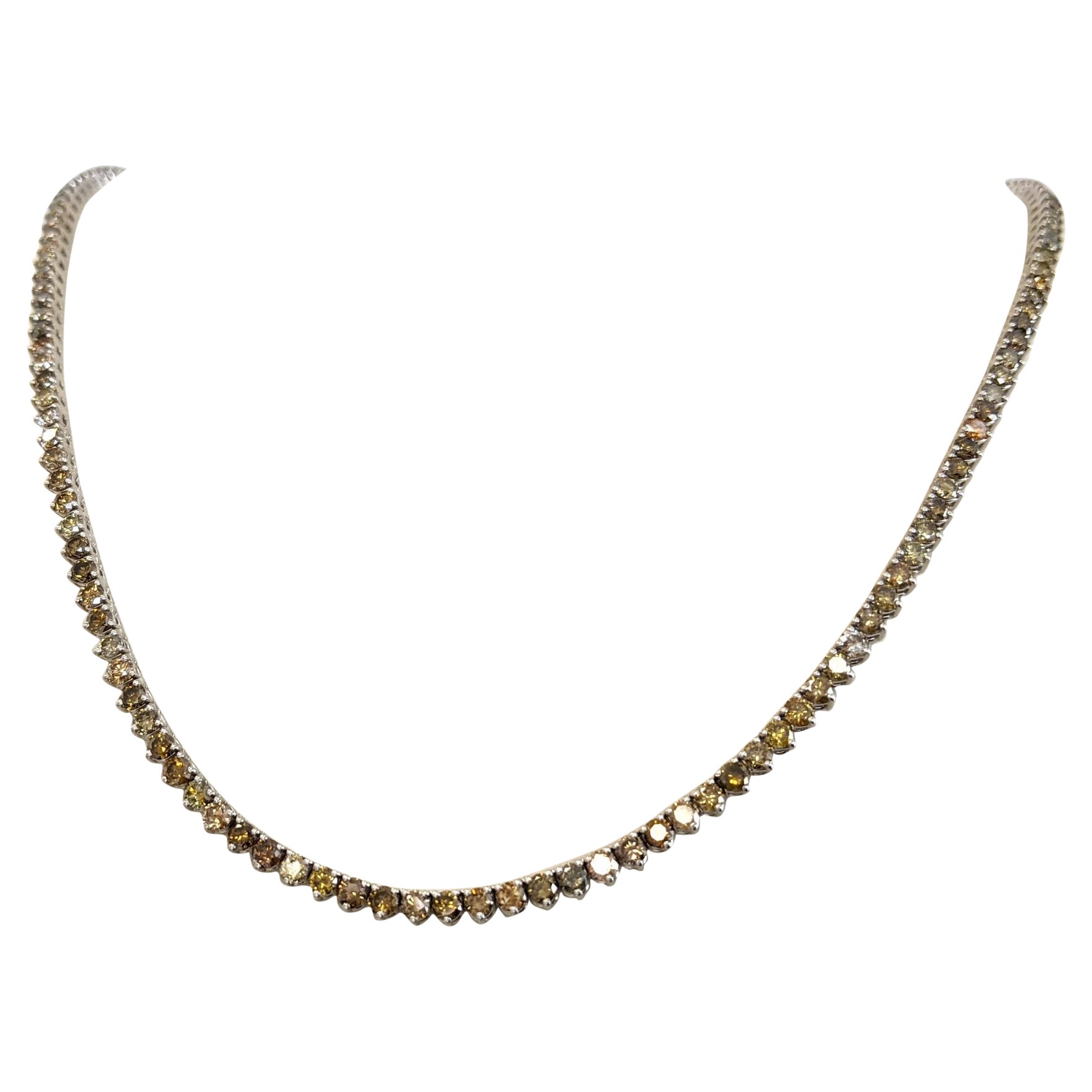 Collar - 14 kt. Oro blanco - 10,51ct. tw. Diamante (color natural) en venta