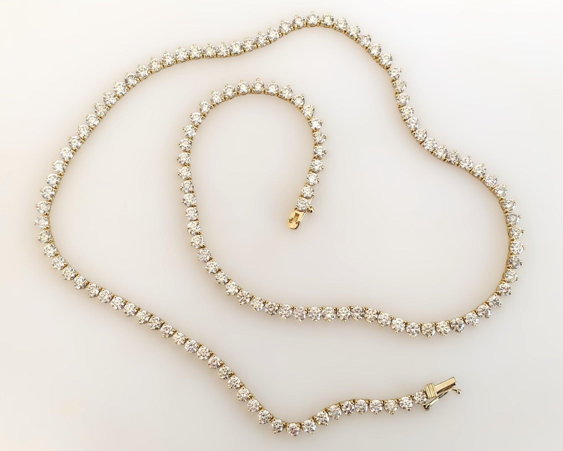 Collar - 14 kt. Oro amarillo - 10,01 ct. tw. Diamante (color natural) - IGI Corte redondo en venta