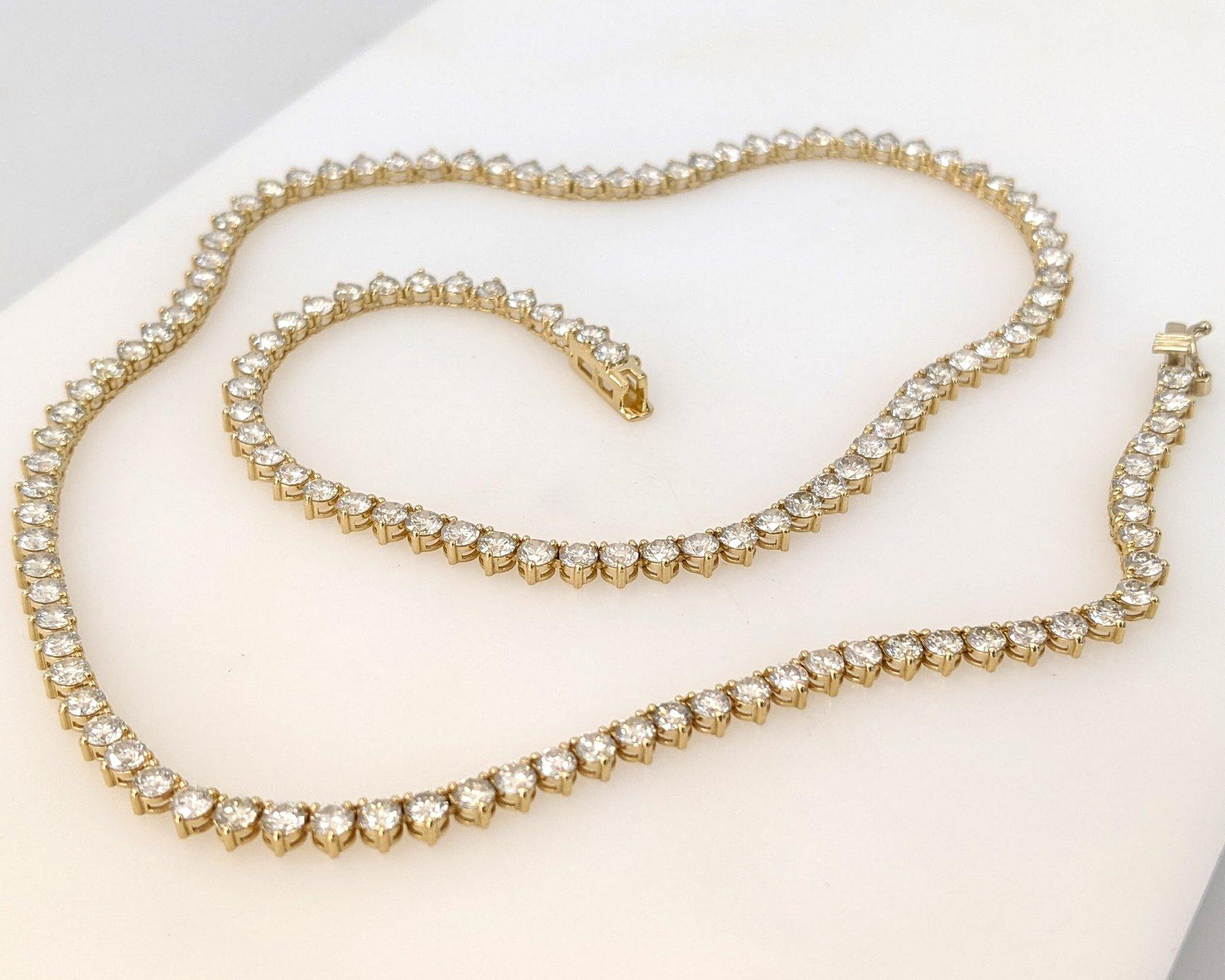 Collar - 14 kt. Oro amarillo - 10,01 ct. tw. Diamante (color natural) - IGI en venta 3