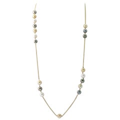 Necklace 18 Carat of the Pearl South Sea, Champagne Pearl and Tahiti Pearl
