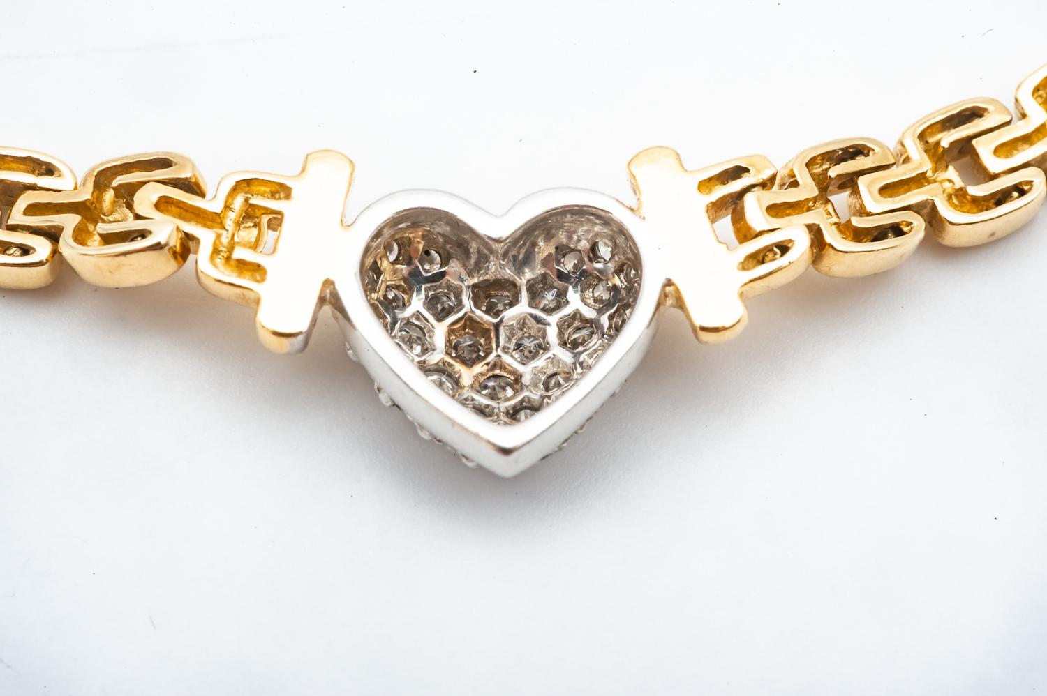 Women's Necklace 18 Carat Yellow Gold and 18 Carat White Gold Diamonds