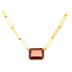 Straight Mech with Garnet size RPC Necklace Yellow Gold 18 Karat