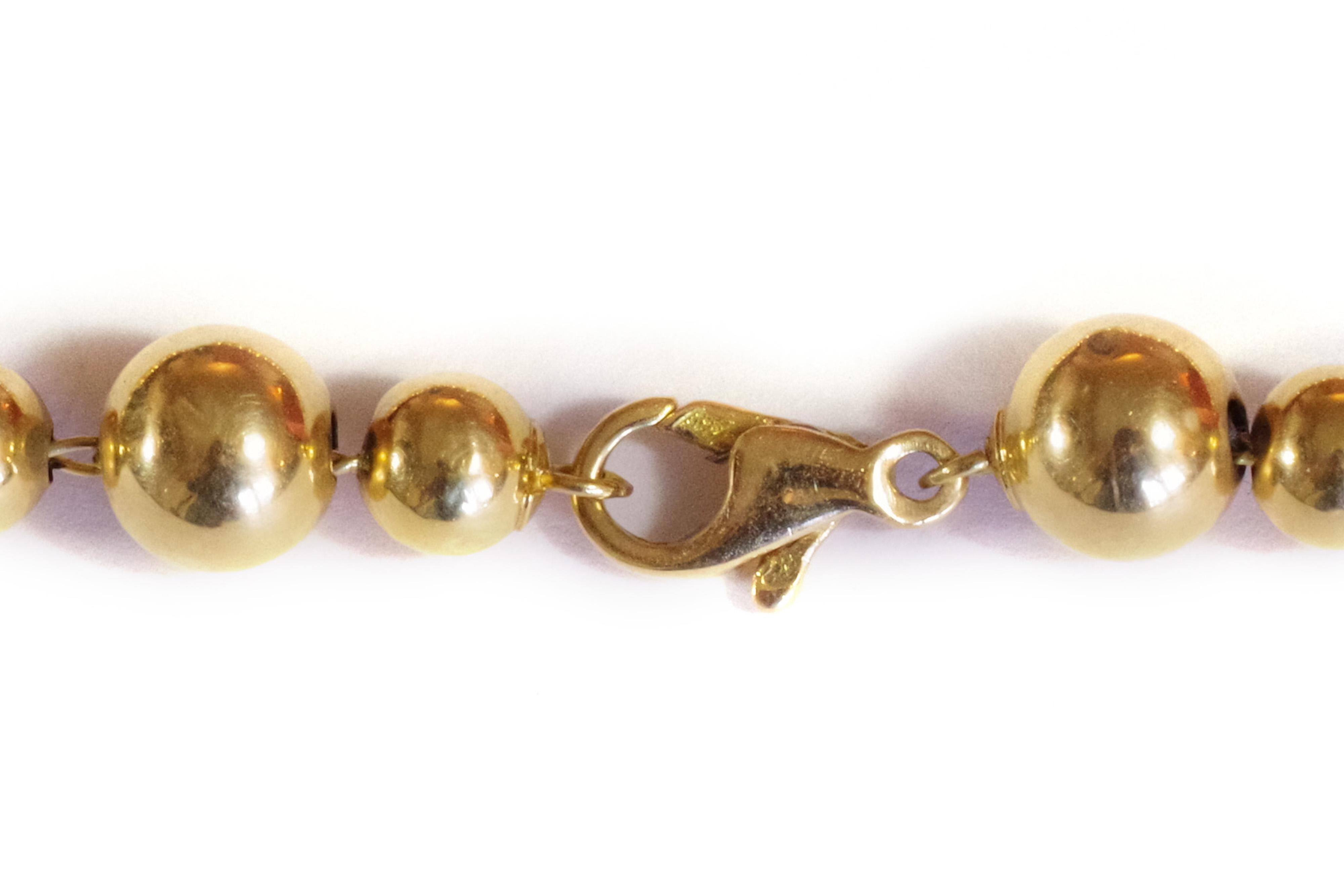 Halskette 18k Gold Kugeln:: Französische Traditionelle Halskette aus Marseille (Nachkriegszeit)