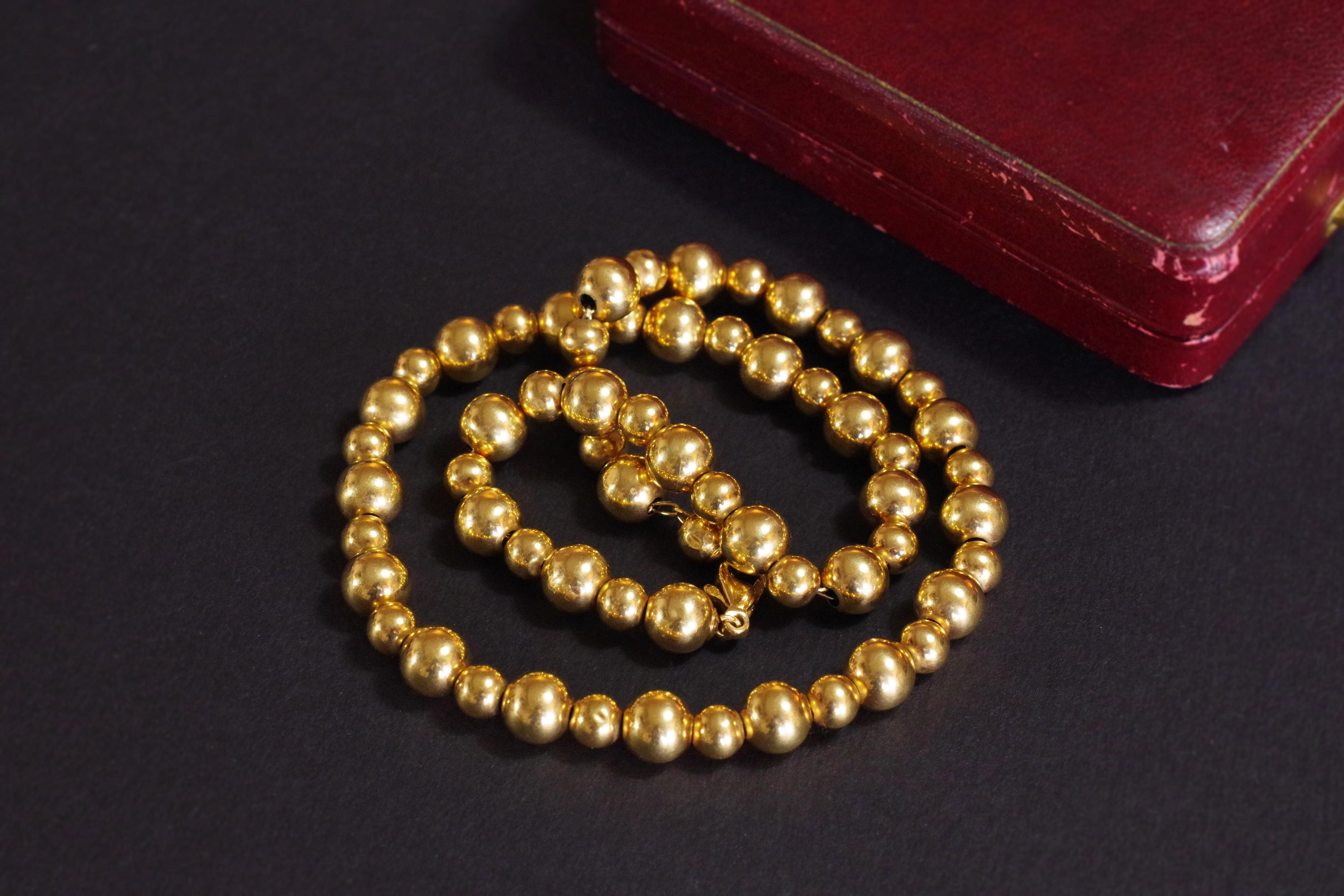 Halskette 18k Gold Kugeln:: Französische Traditionelle Halskette aus Marseille Damen