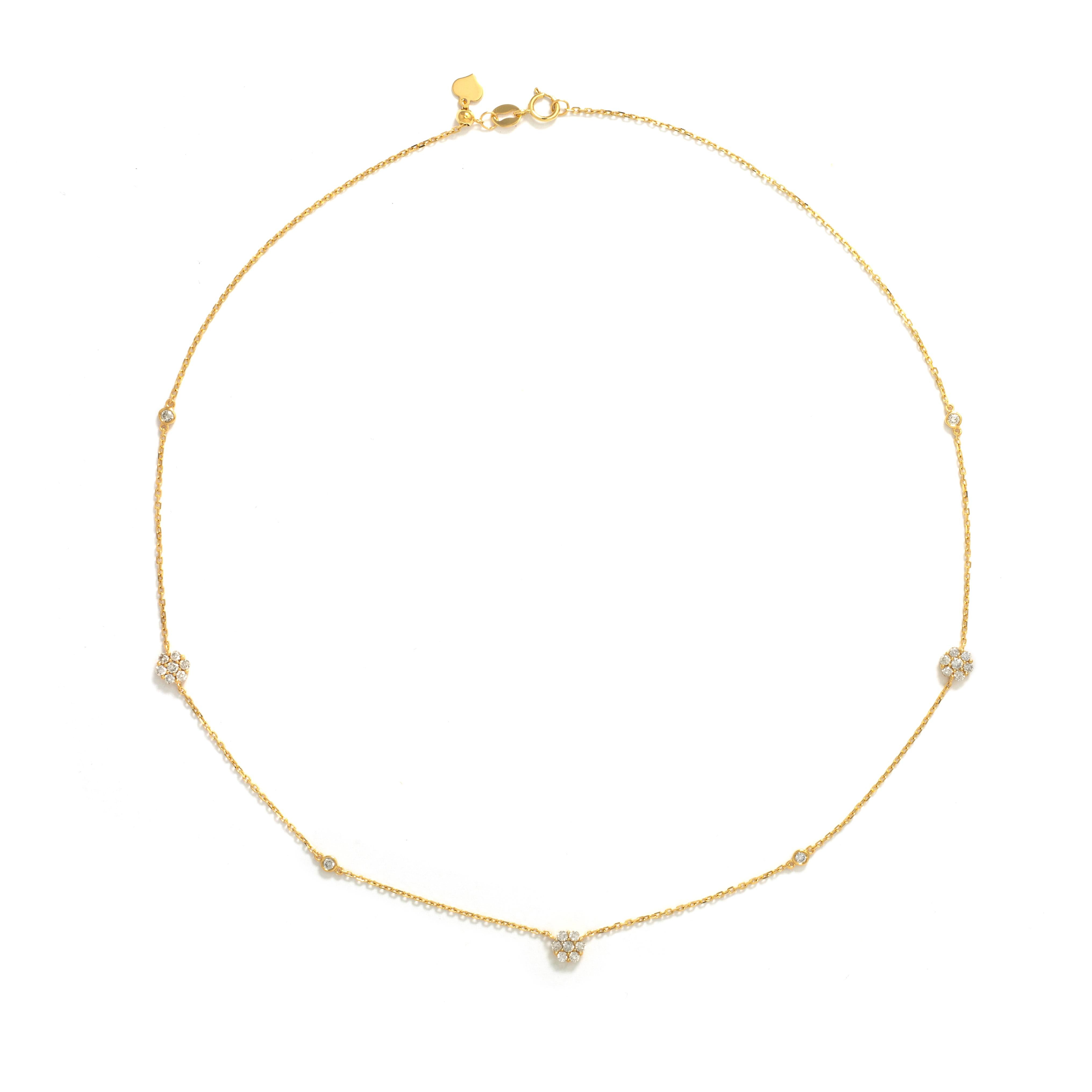 Collier en or jaune 18 carats, total 0,287 carat de diamants naturels taille ronde de pureté Si1 et de couleur G-H. 

Longueur : 17,00 pouces.


