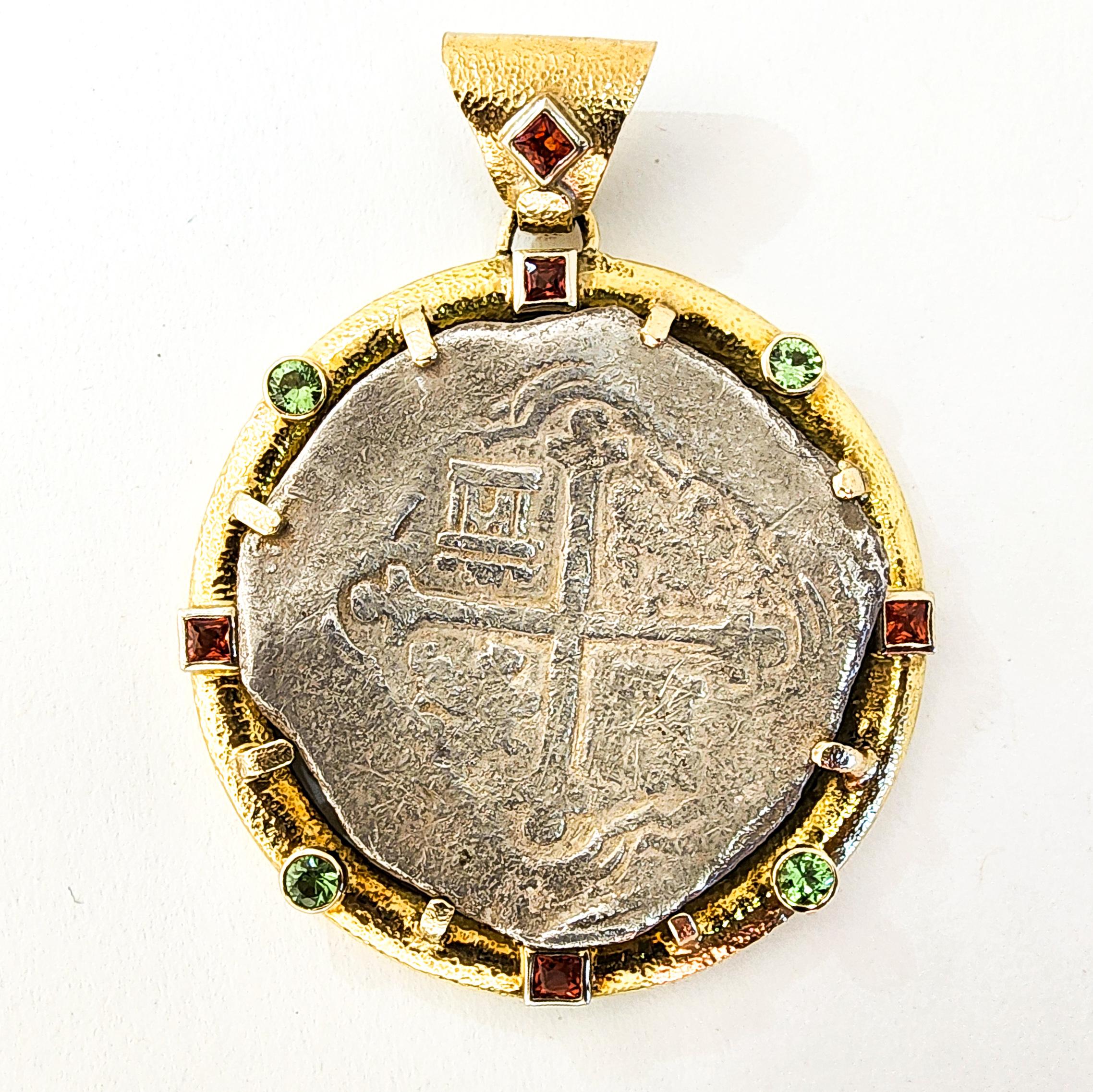 Necklace 18K Yellow Gold Gems Da Gama Treasure Certified Shipwreck Silver Coin  For Sale 8