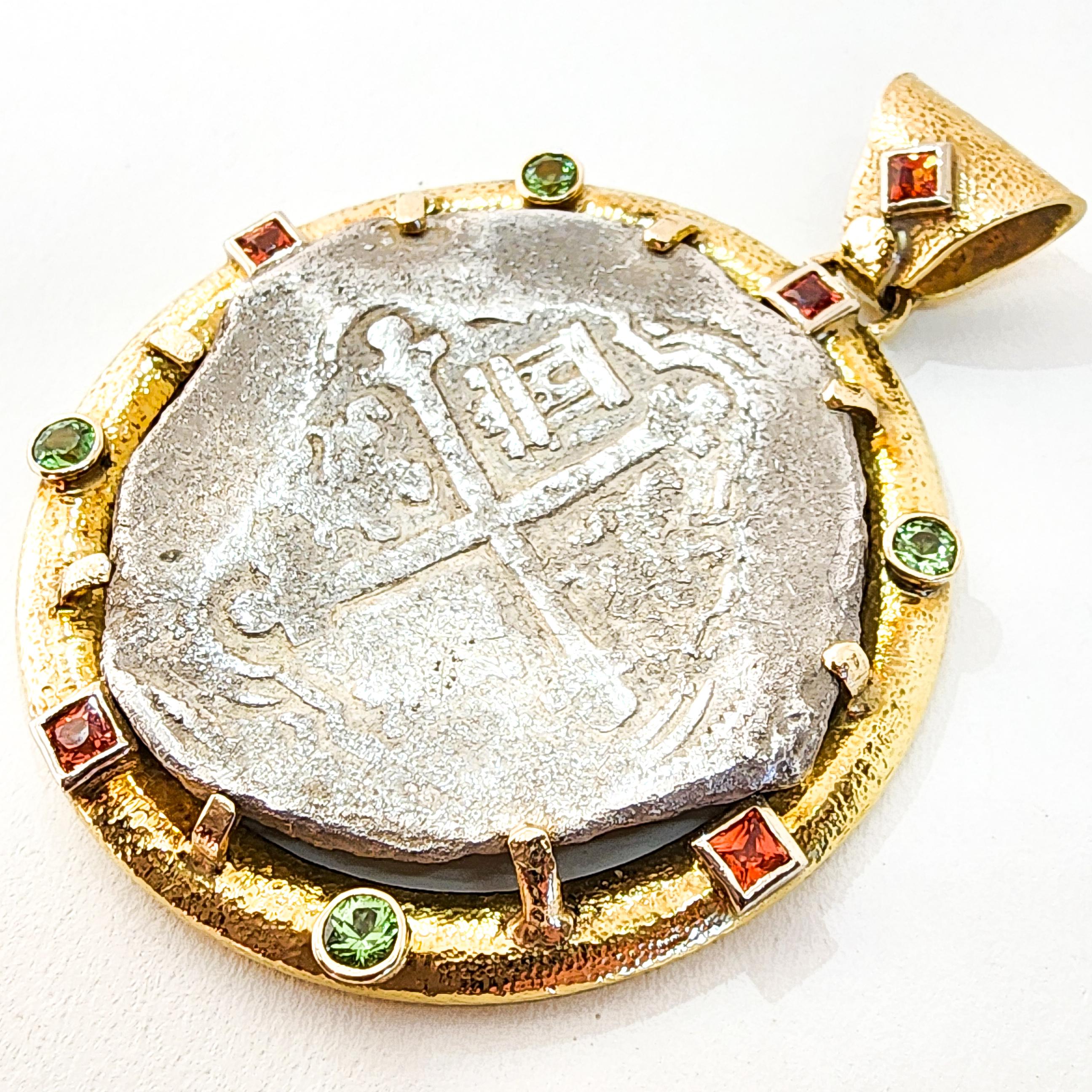Collier en or jaune 18 carats Gems Da Gama Treasure certifié « Shipwreck Silver Coin »  Neuf - En vente à Lambertville , NJ