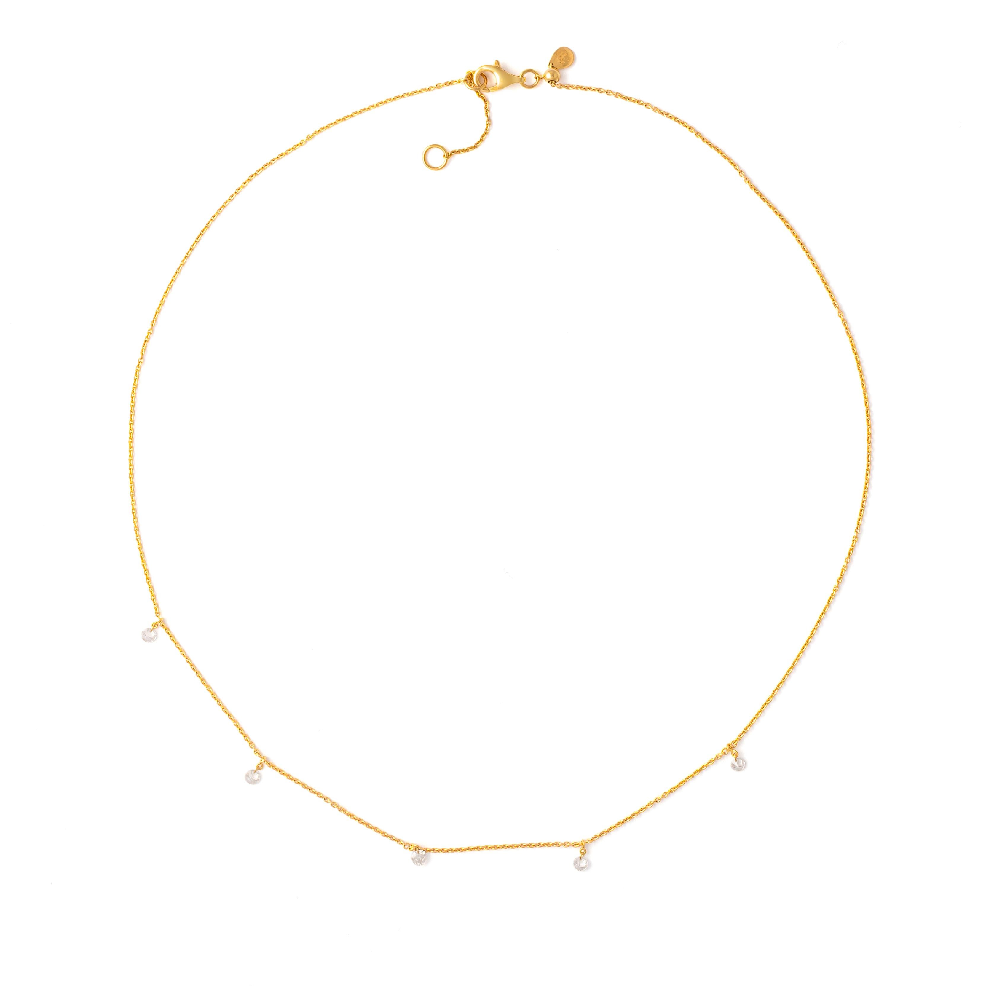 Women's or Men's Necklace 18K Yellow Gold Natural Diamond For Sale