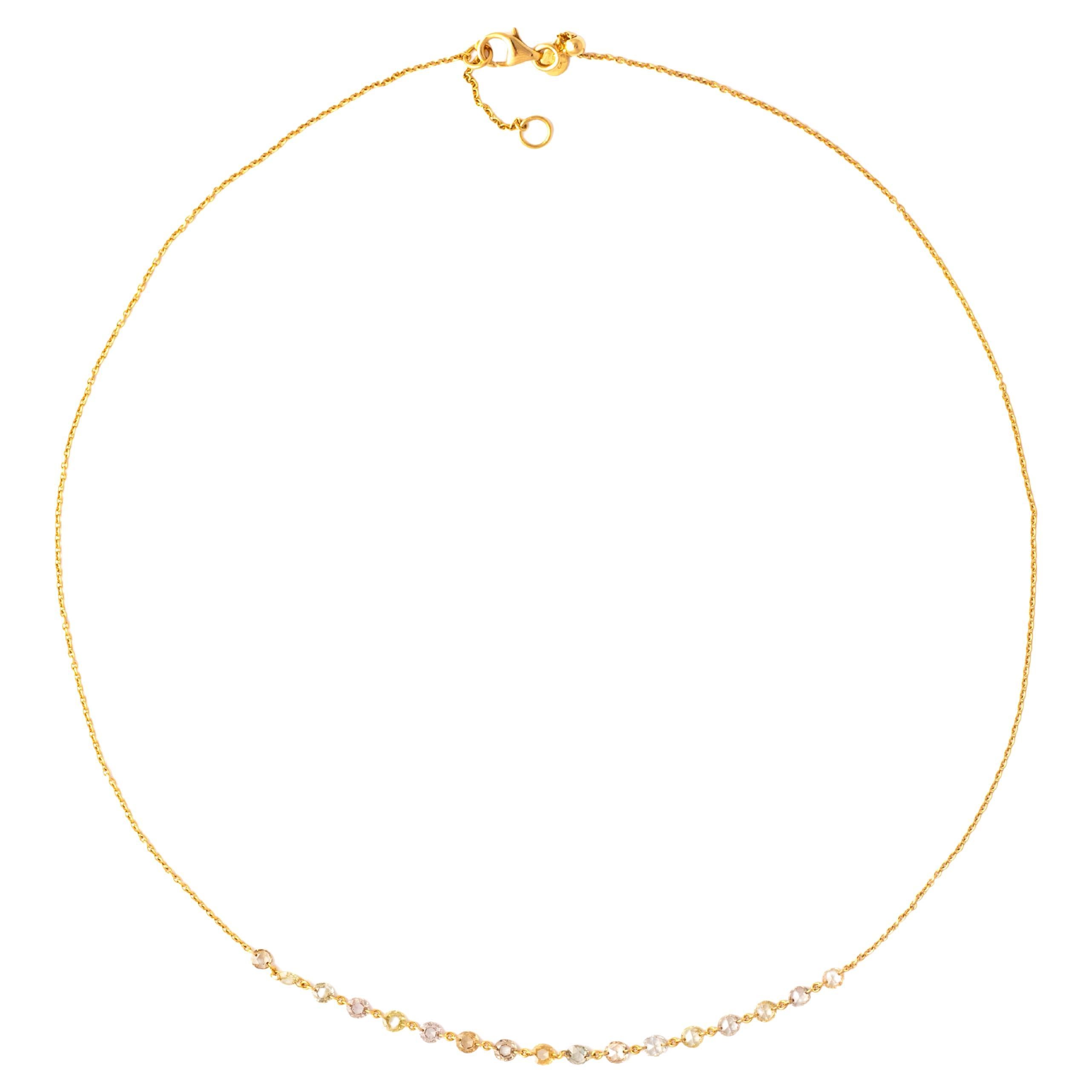 Halskette 18 Karat Gelbgold Natürlicher Fancy Farbe Diamant
