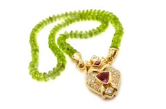 Necklace 18kt Gold Peridot & Tourmaline
