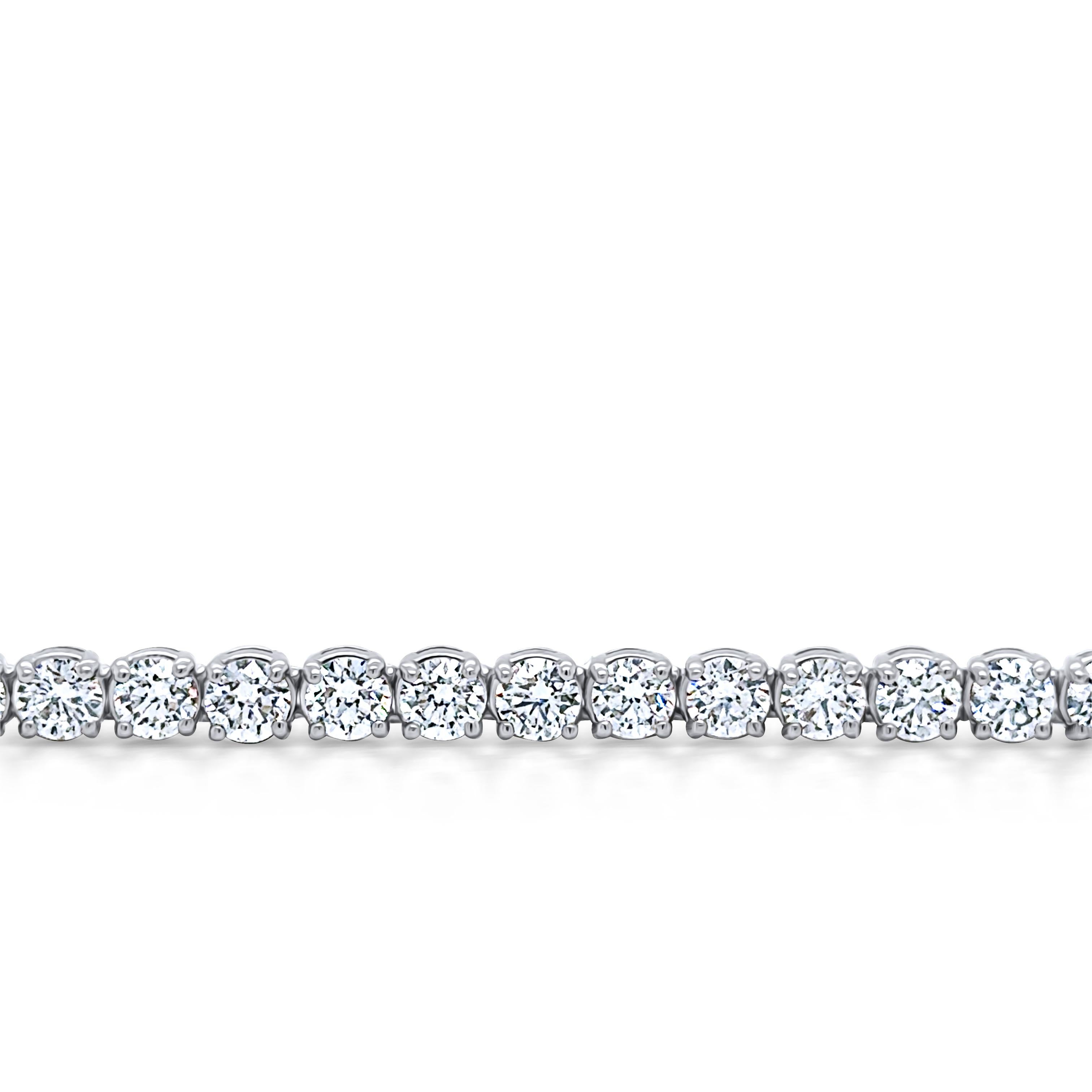 Round Cut Necklace 18kt Gold Tennis Round Diamonds 15.06cts For Sale