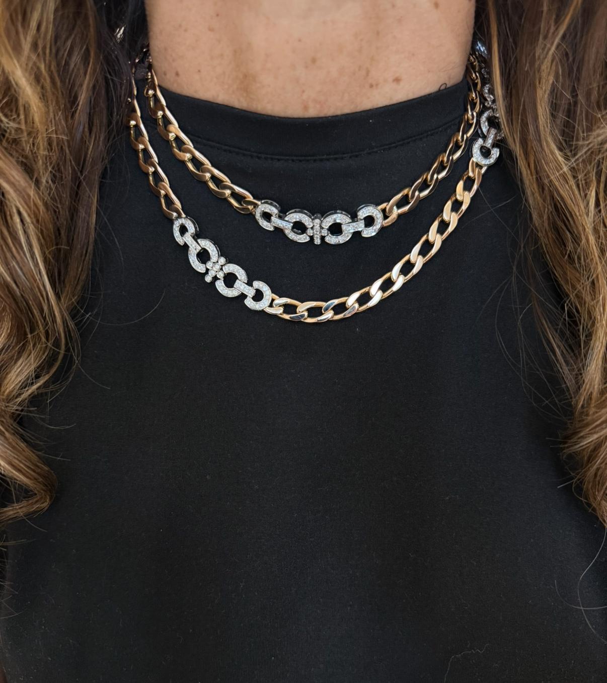 Long Necklace 33 inches 147.00 grams 18KT Rose & White Gold with Diamonds 5.30ct For Sale 1