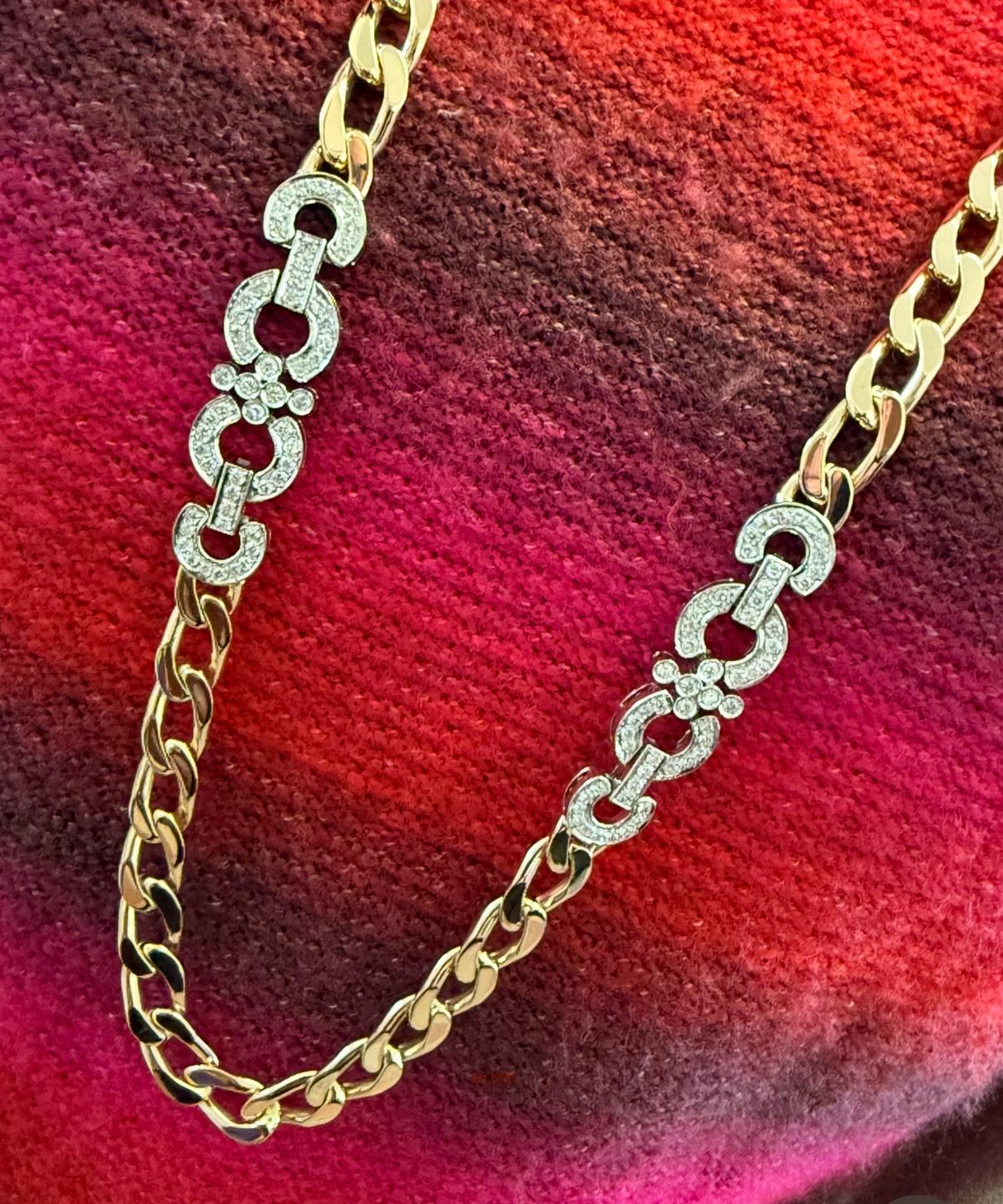 Long Necklace 33 inches 147.00 grams 18KT Rose & White Gold with Diamonds 5.30ct For Sale 2
