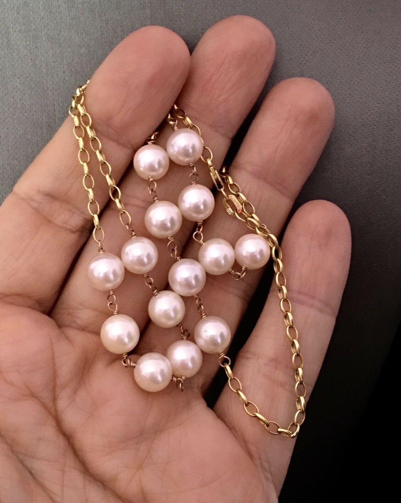 Necklace Akoya Pearl 14k Gold Women Certified In New Condition For Sale In Brooklyn, NY
