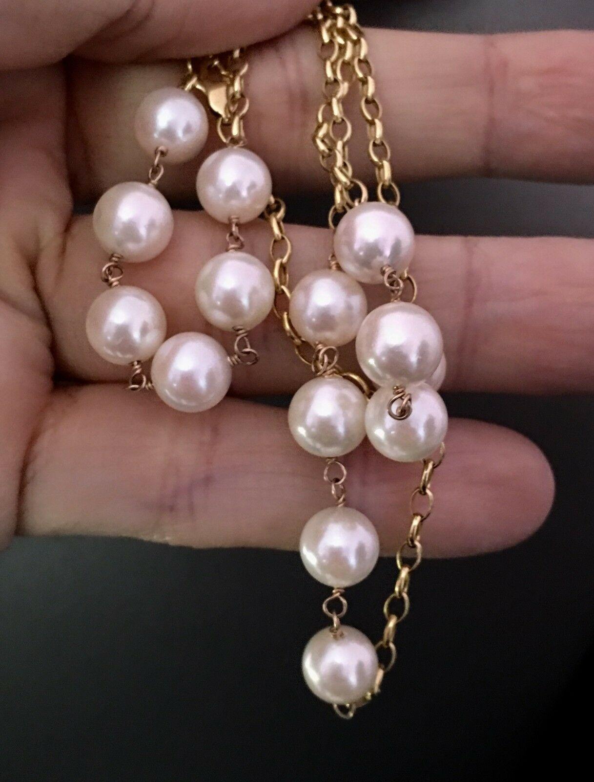 Women's Necklace Akoya Pearl 14k Gold Women Certified For Sale