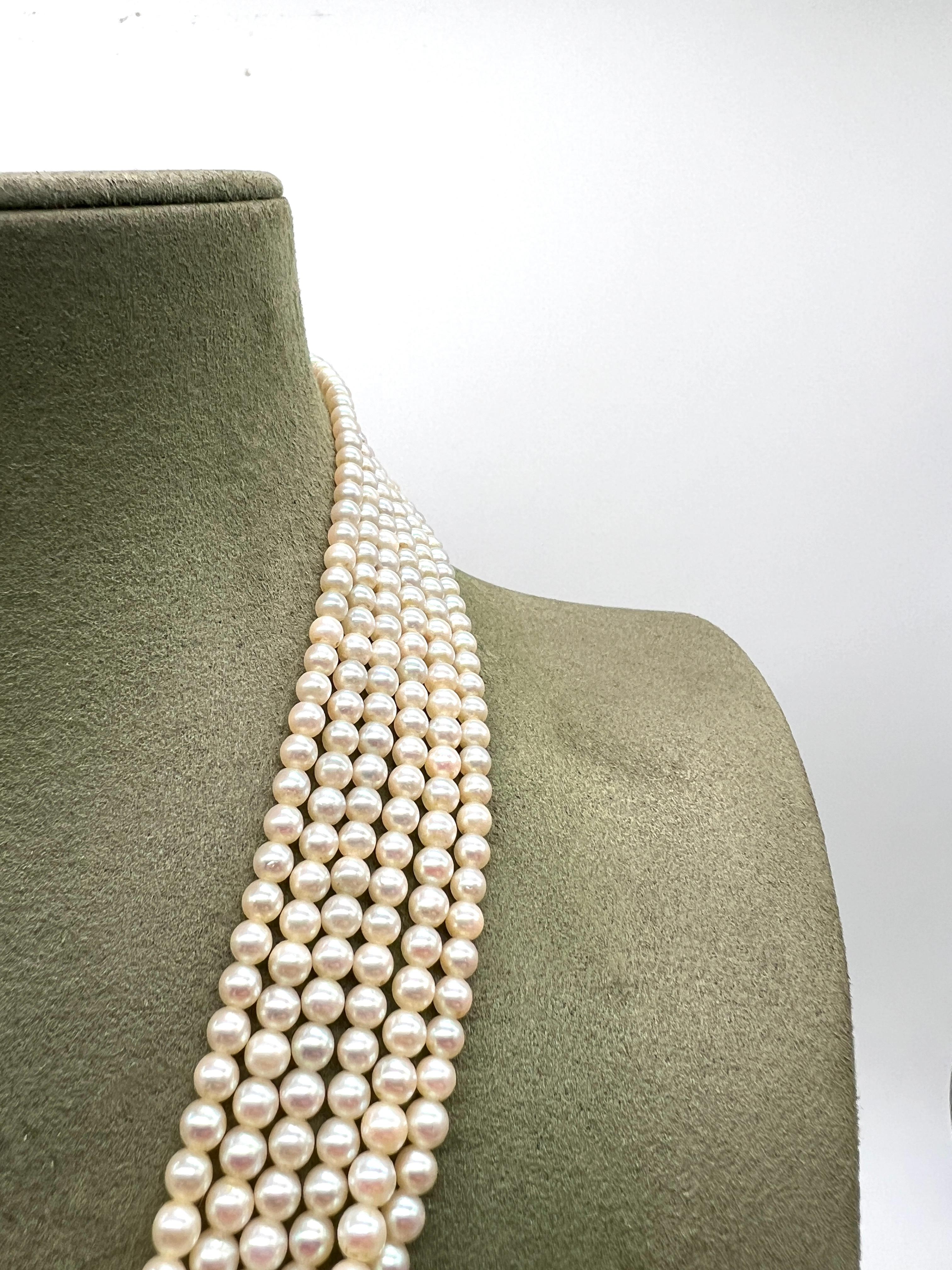 Bead Necklace Akoya Pearls Yellow Gold 18 carat For Sale