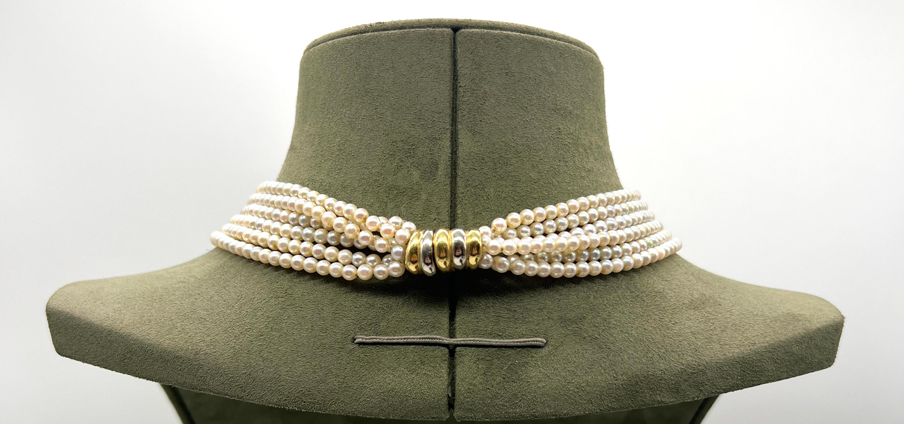 Necklace Akoya Pearls Yellow Gold 18 carat For Sale 1