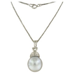 Collier et pendentif sertis d'une perle et de diamants Or blanc 18k