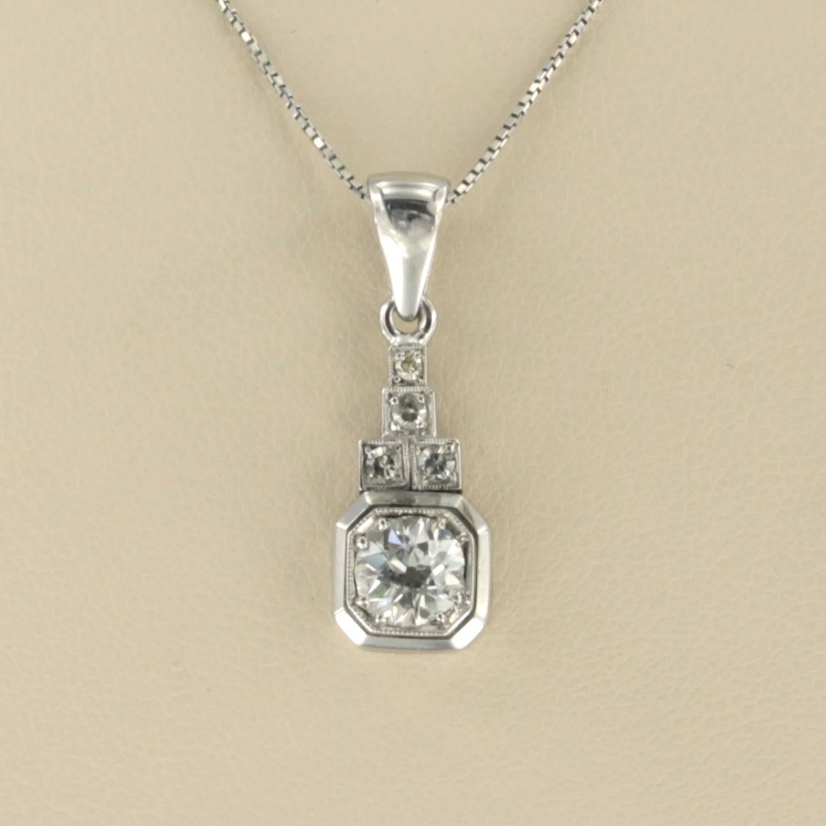 Art déco Collier et pendentif ART DECO serti de diamants en or blanc 18 carats en vente