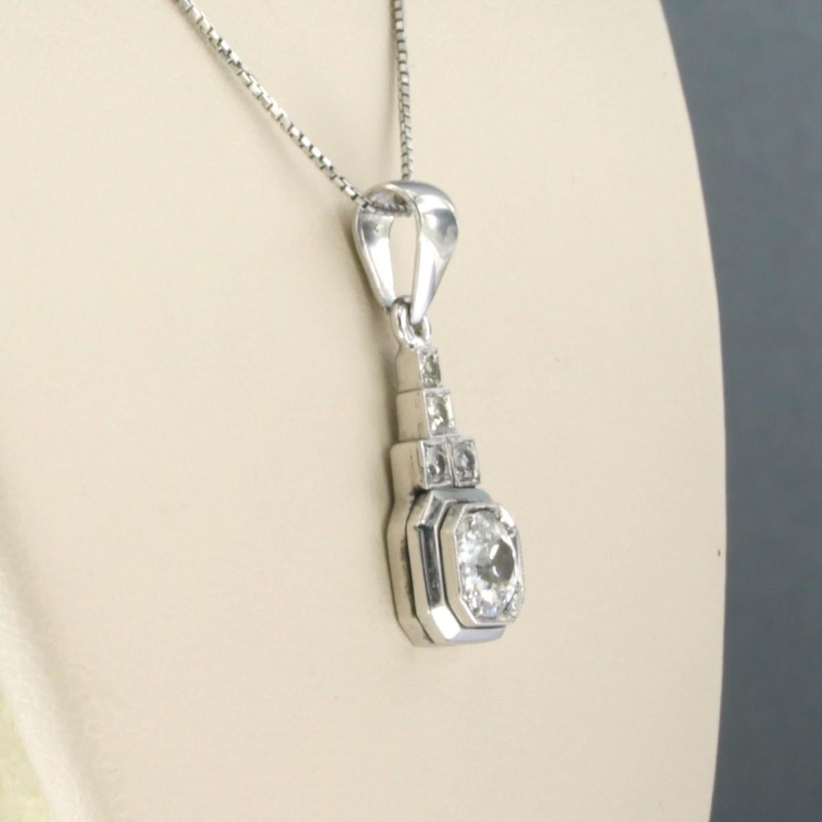 Women's Necklace and ART DECO pendant set with diamonds 18k white gold For Sale